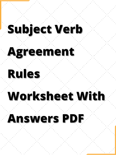 Subject Verb Agreement Rules PDF