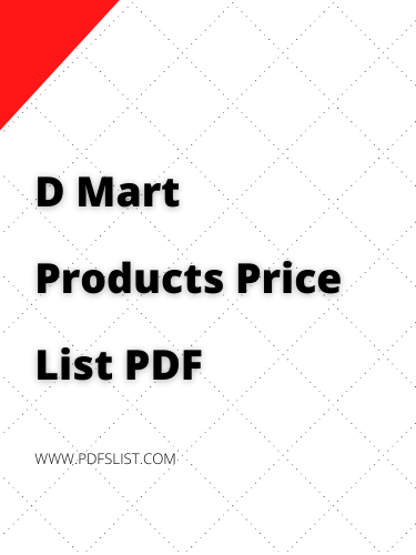 Download PDF of D Mart Products Catalogue with Price List